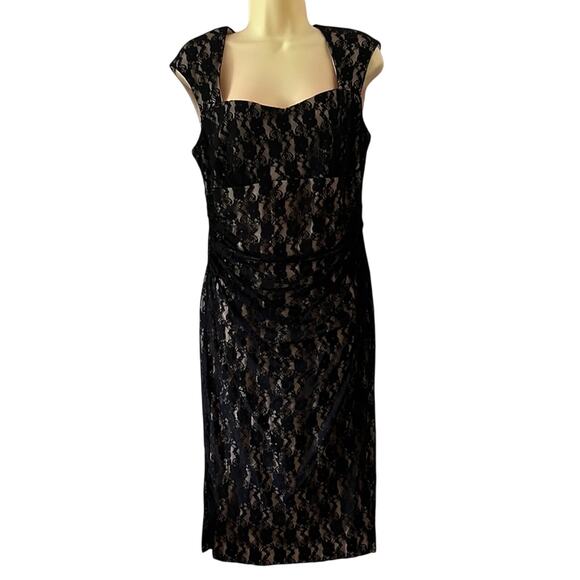 London Style Dresses & Skirts - London Style Size 12 Black Lace Cocktail Dress NWT Curvy Fit Special Occasion